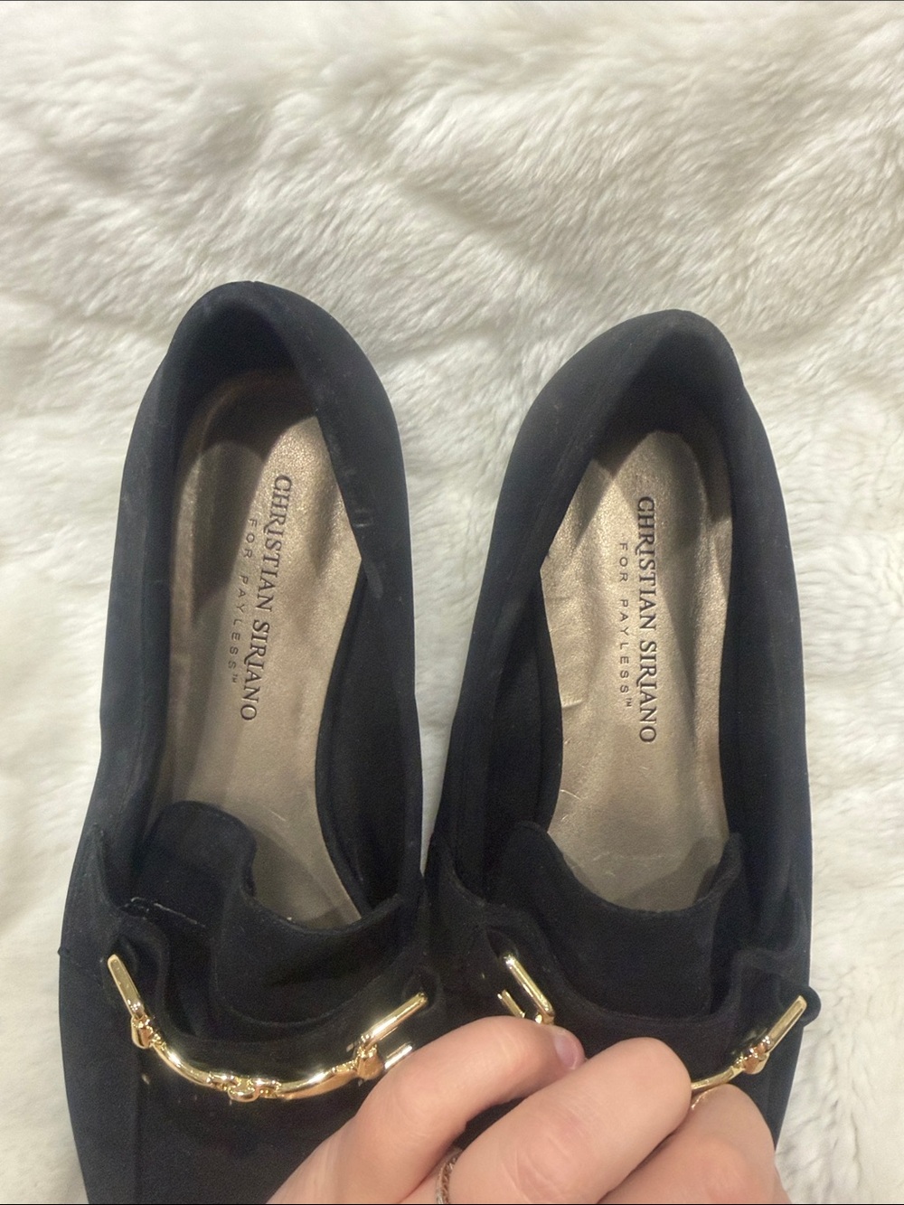 Christian Siriano Black Suede Loafers with Gold Accent - Picture 7 of 7